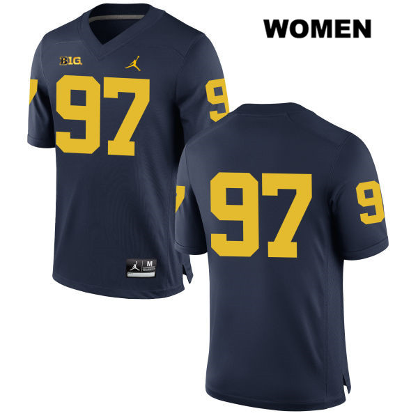 Women's NCAA Michigan Wolverines Ron Johnson #97 No Name Navy Jordan Brand Authentic Stitched Football College Jersey JY25B50ZF